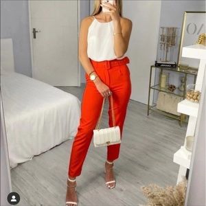 ZARA PANTS WITH FABRIC-COVERED BELT